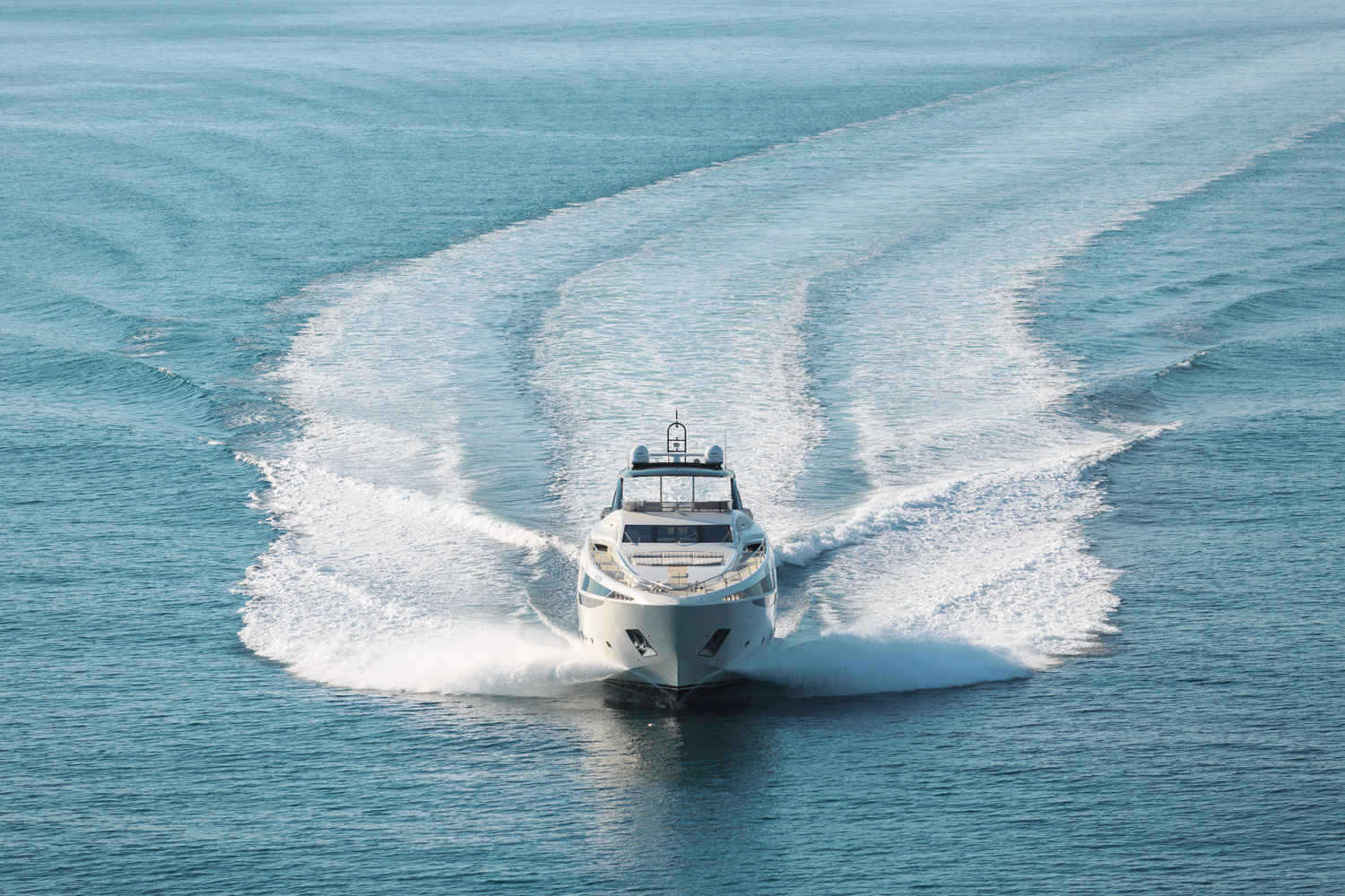 Front view of yacht at sea